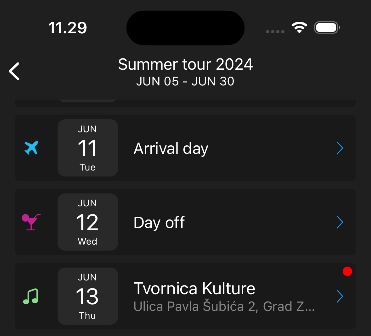 Daysheet activity indicator