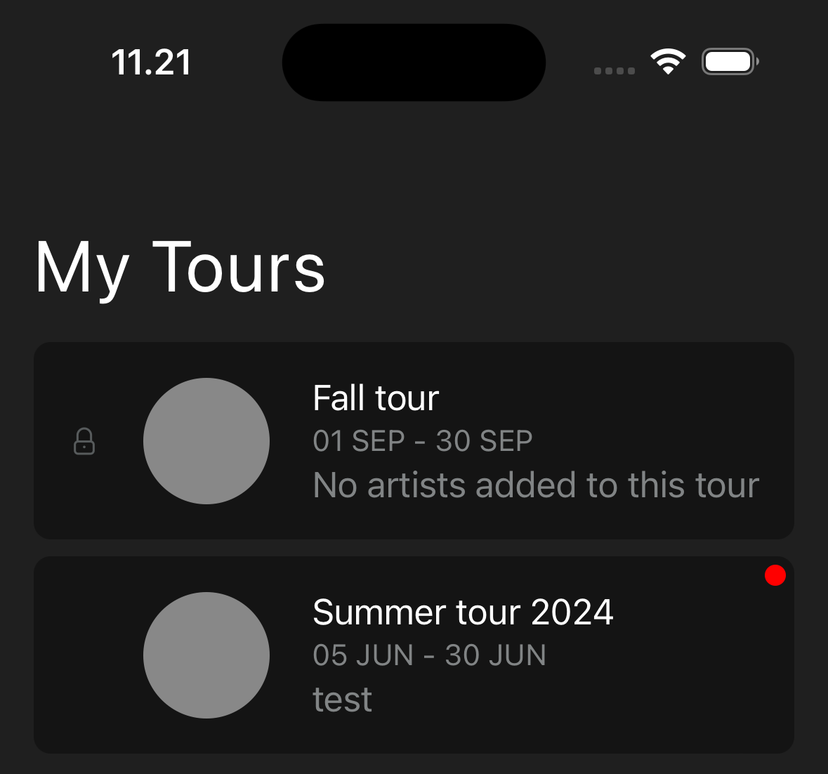 Tour activity indicator